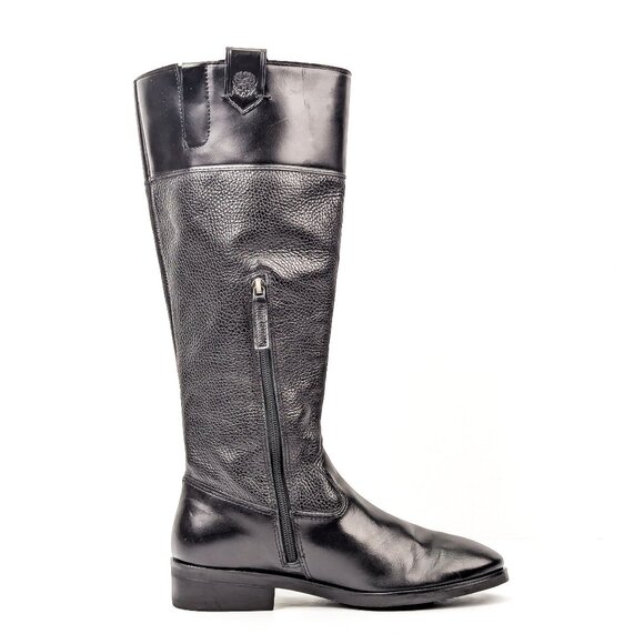 Vince Camuto Women Selpisa Wide Calf Black Leather Zip Riding Boots size 6.5 - Picture 4 of 7